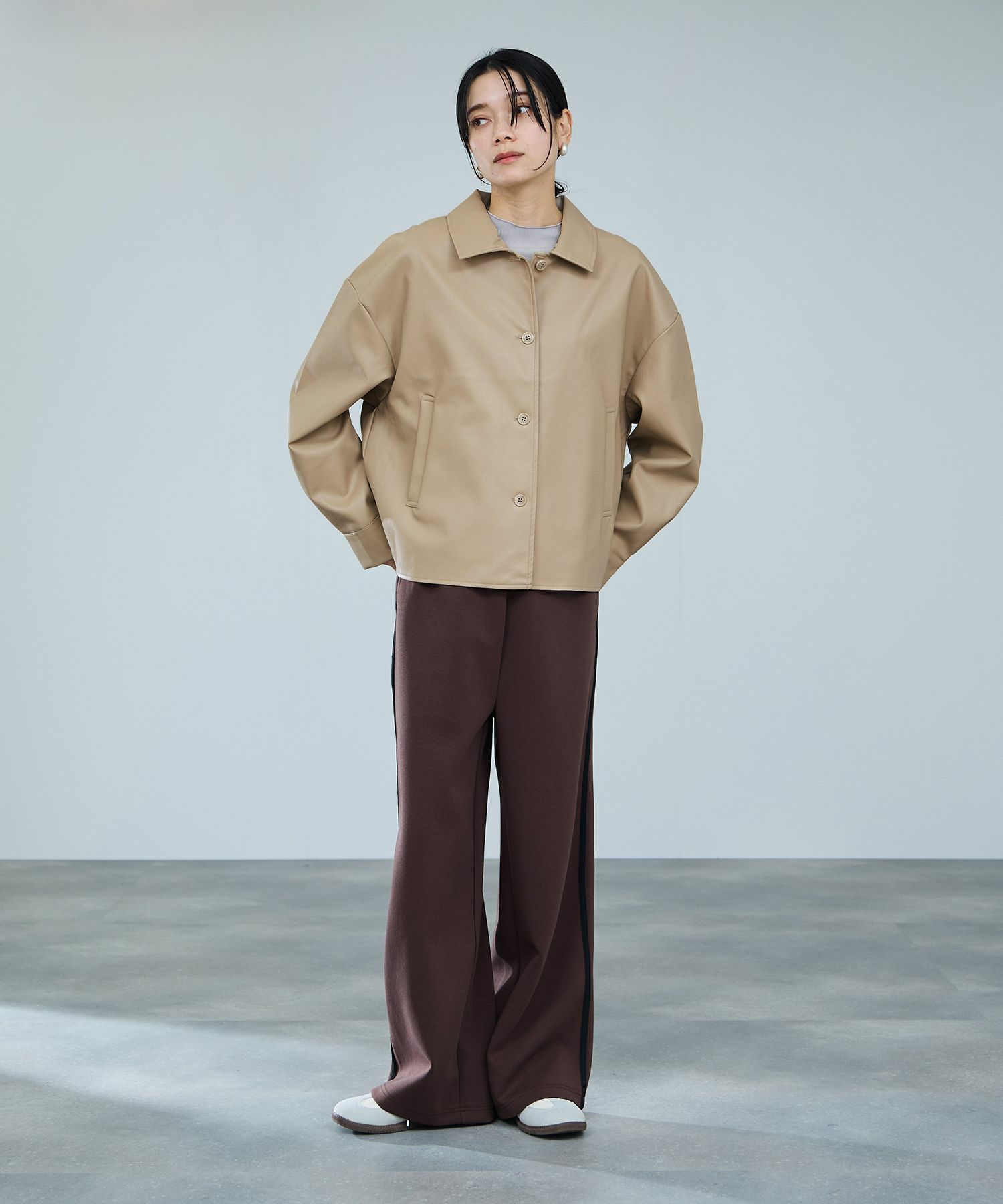 [最終さらに50%OFF]milli de l'air ソフト合皮ブルゾン レディース商品画像-12