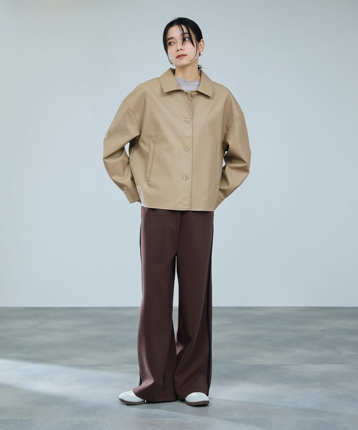 milli de l'air ソフト合皮ブルゾン レディース