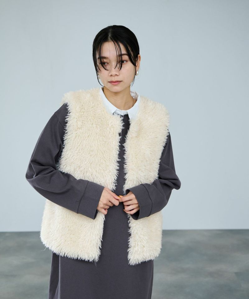 milli de l'air リンクルフェイクファーベスト レディース商品画像-2