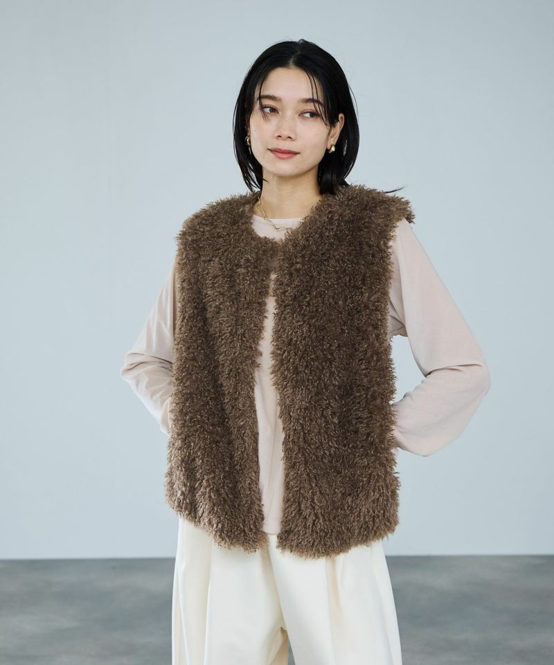 milli de l'air リンクルフェイクファーベスト レディース商品画像-4