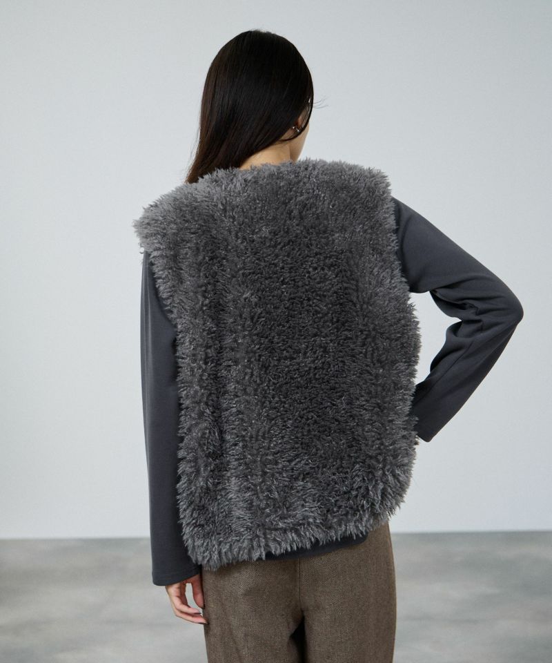 milli de l'air リンクルフェイクファーベスト レディース商品画像-5