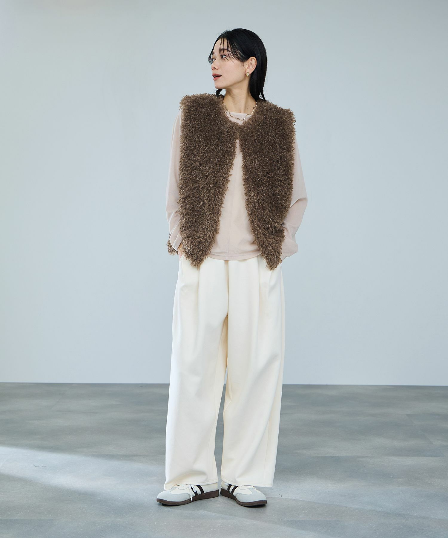 milli de l'air リンクルフェイクファーベスト レディース商品サムネイル-5