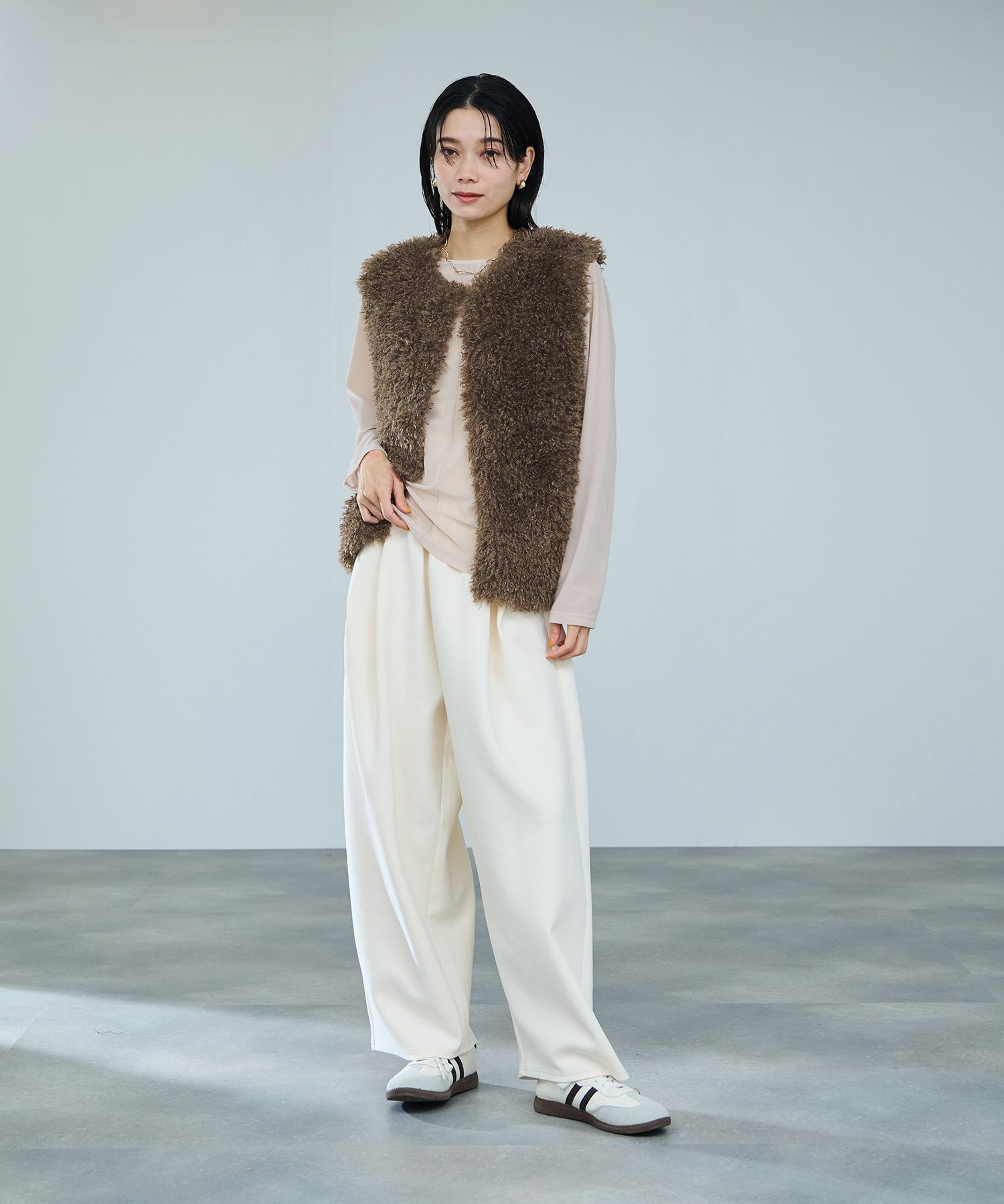 milli de l'air リンクルフェイクファーベスト レディース商品サムネイル-6