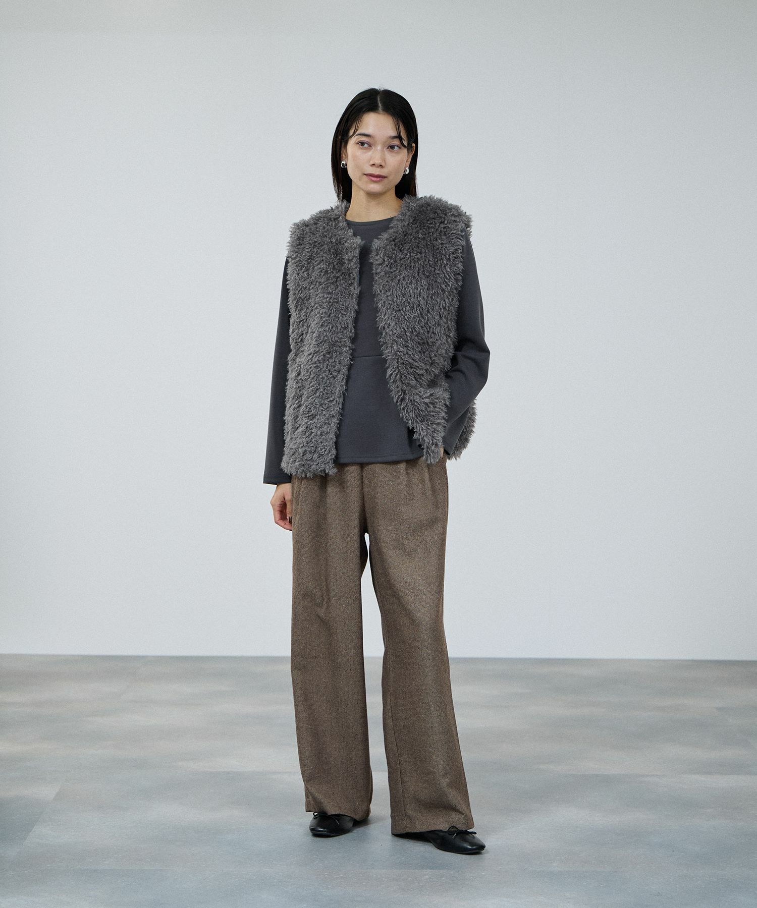 milli de l'air リンクルフェイクファーベスト レディース商品サムネイル-13