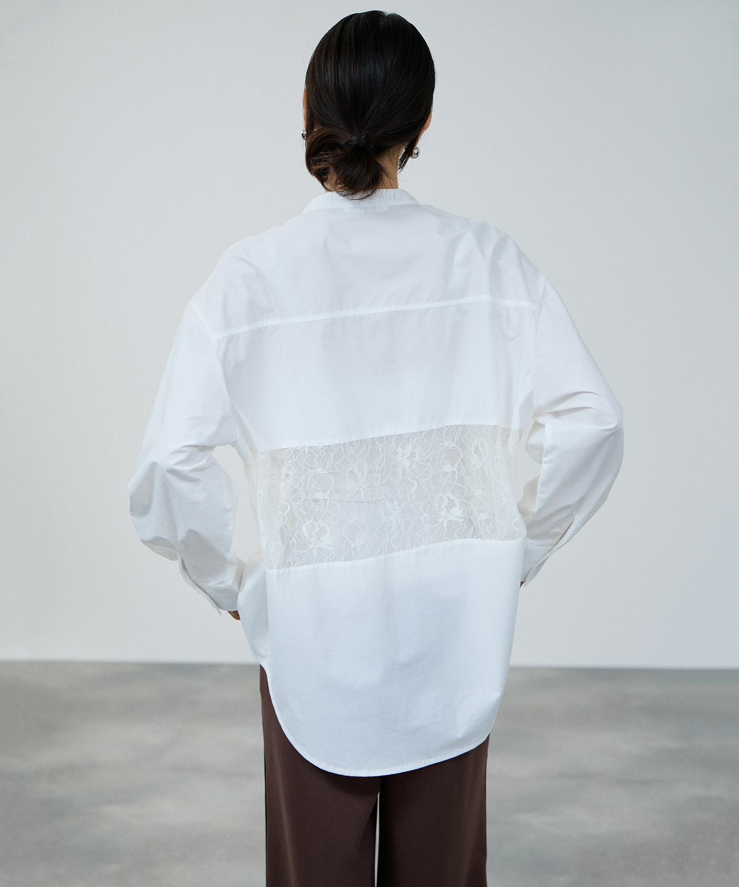 milli de l'air レースブロッキングバンドカラーシャツ レディース商品サムネイル-8