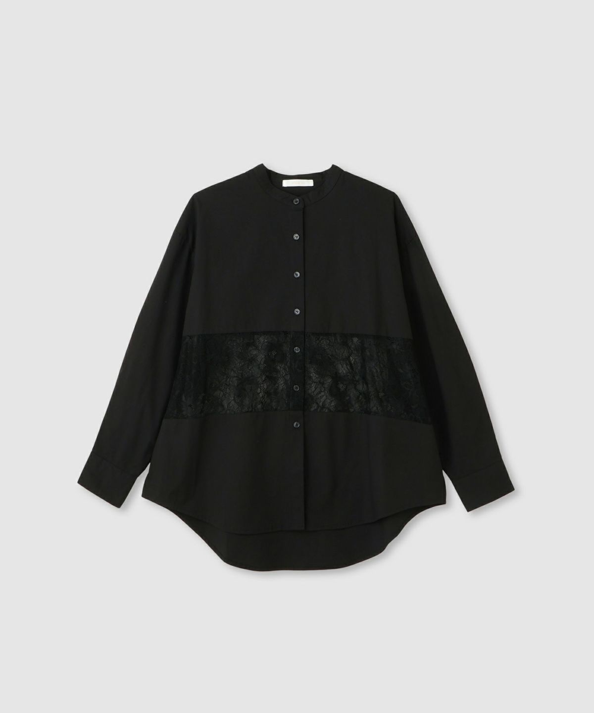 milli de l'air レースブロッキングバンドカラーシャツ レディース