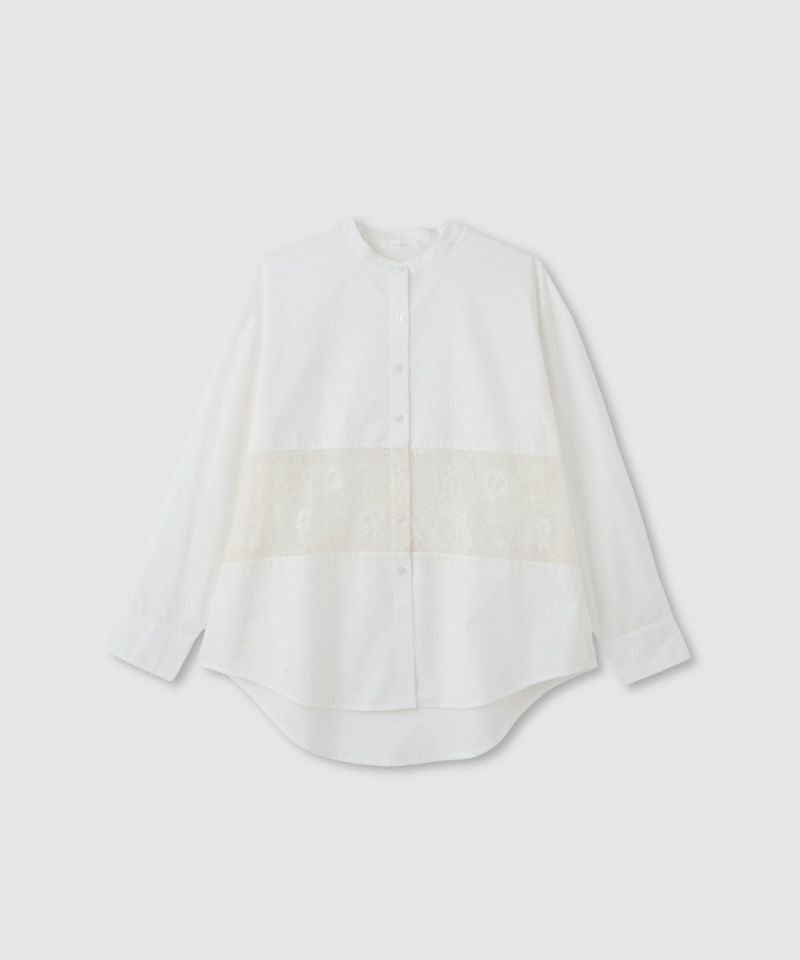 milli de l'air レースブロッキングバンドカラーシャツ レディース商品画像-13