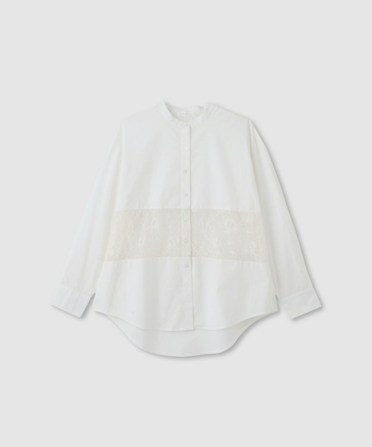 milli de l'air レースブロッキングバンドカラーシャツ レディース