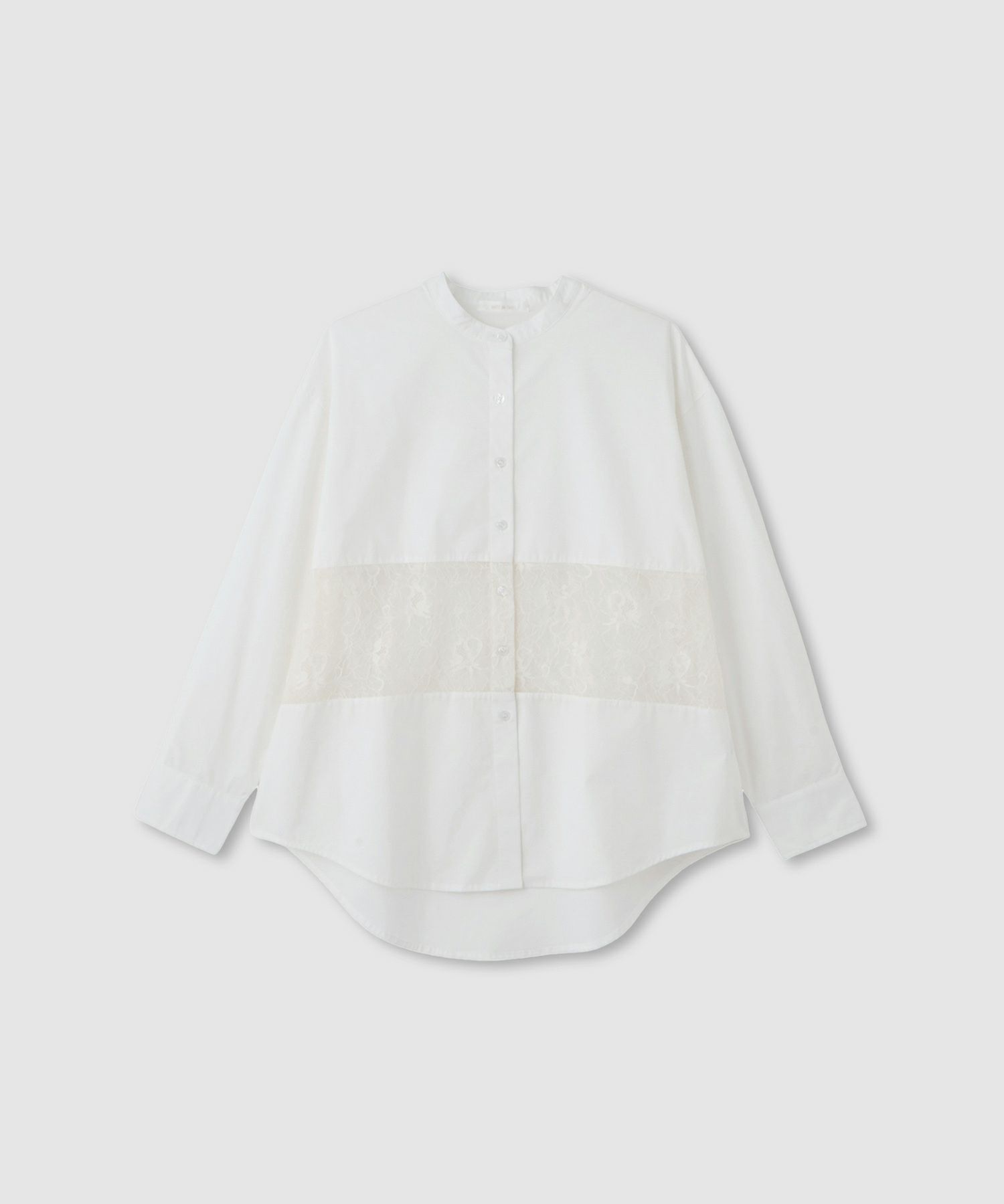 milli de l'air レースブロッキングバンドカラーシャツ レディース