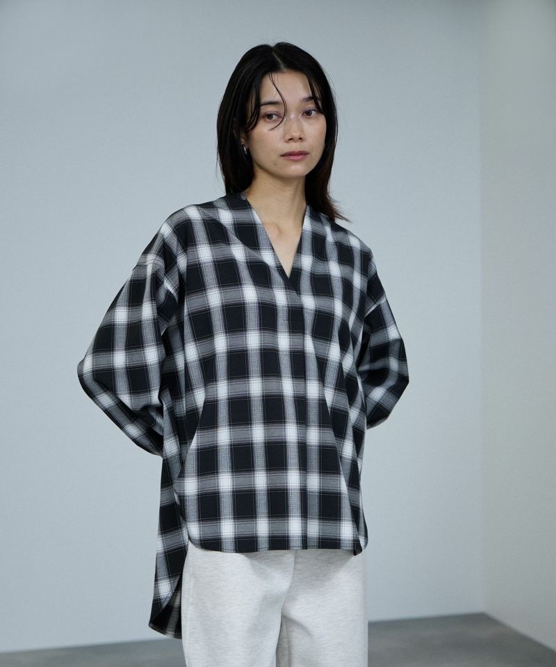 milli de l'air キーネックチェックブラウス レディース商品画像-4