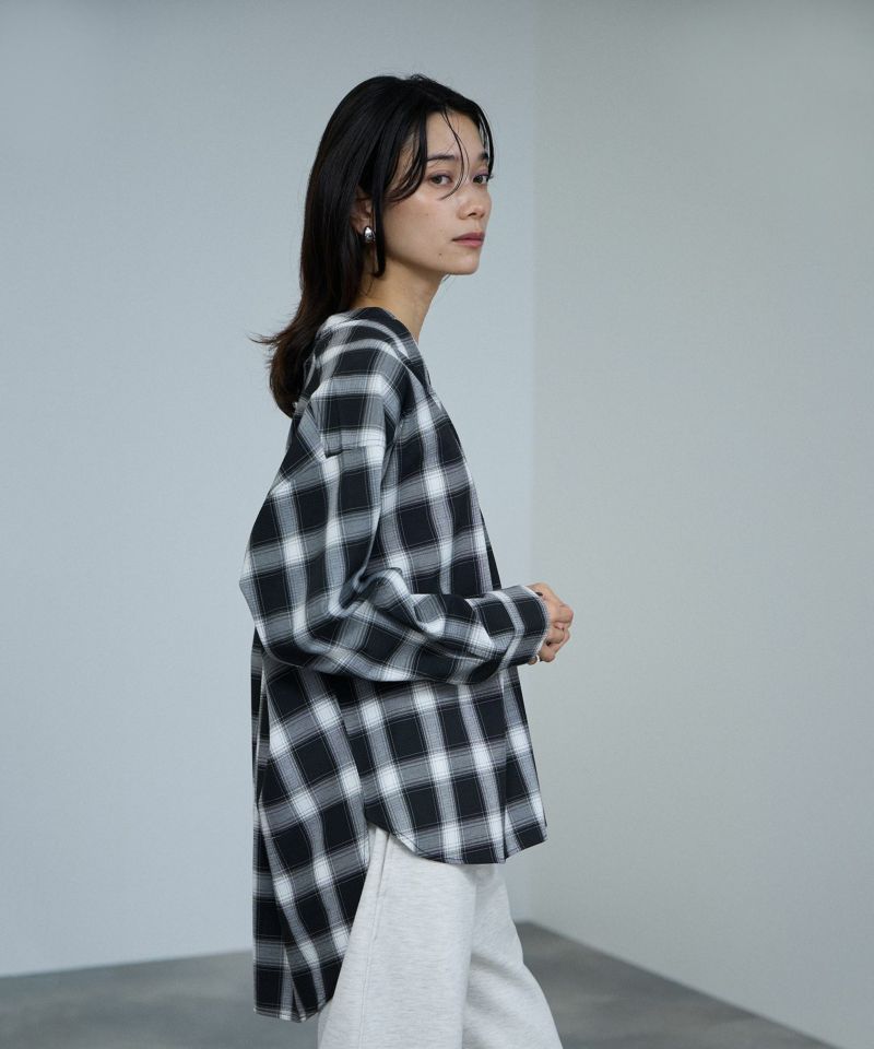 milli de l'air キーネックチェックブラウス レディース商品画像-5