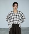 milli de l'air キーネックチェックブラウス レディース商品サムネイル-9