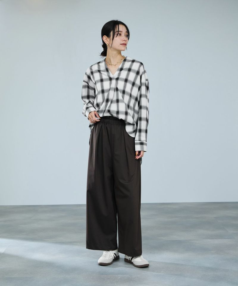 milli de l'air キーネックチェックブラウス レディース商品画像-11