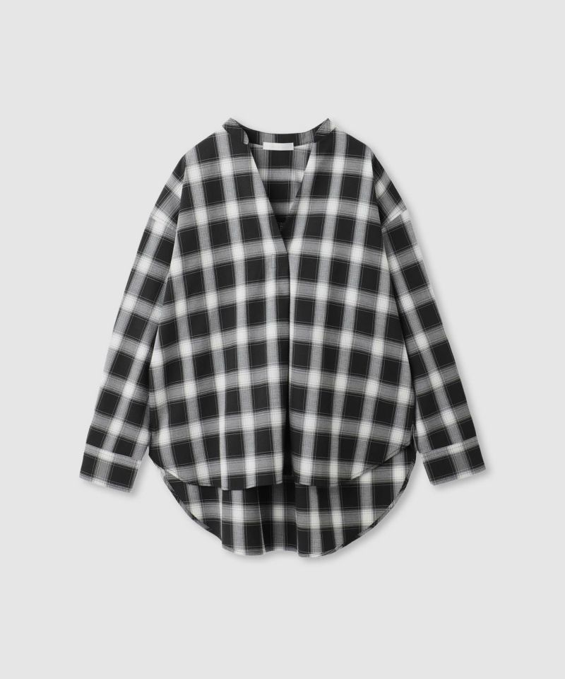 milli de l'air キーネックチェックブラウス レディース商品画像-12