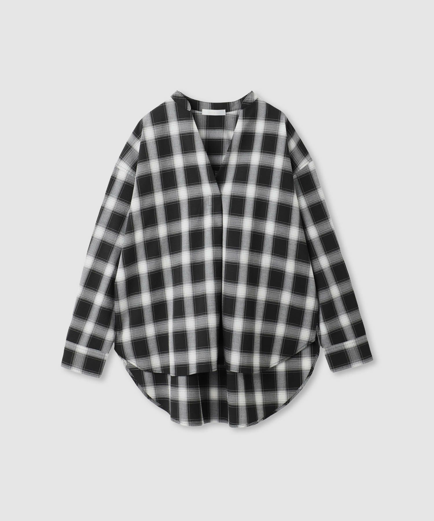 milli de l'air キーネックチェックブラウス レディース