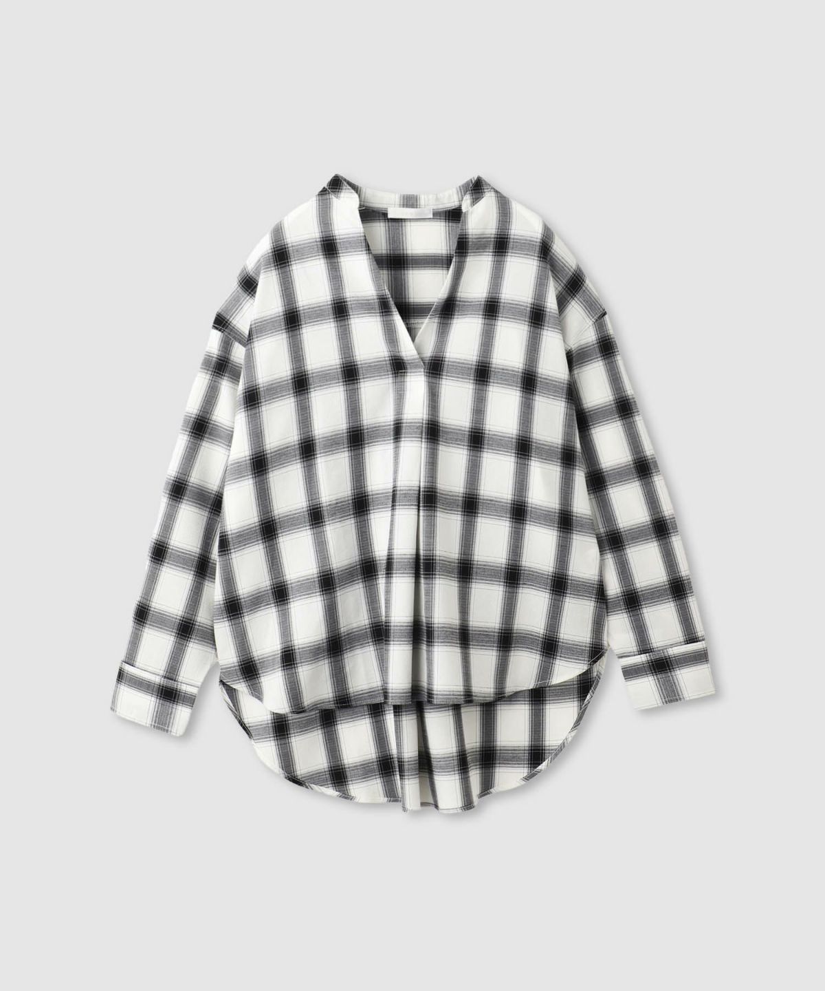 milli de l'air キーネックチェックブラウス レディース