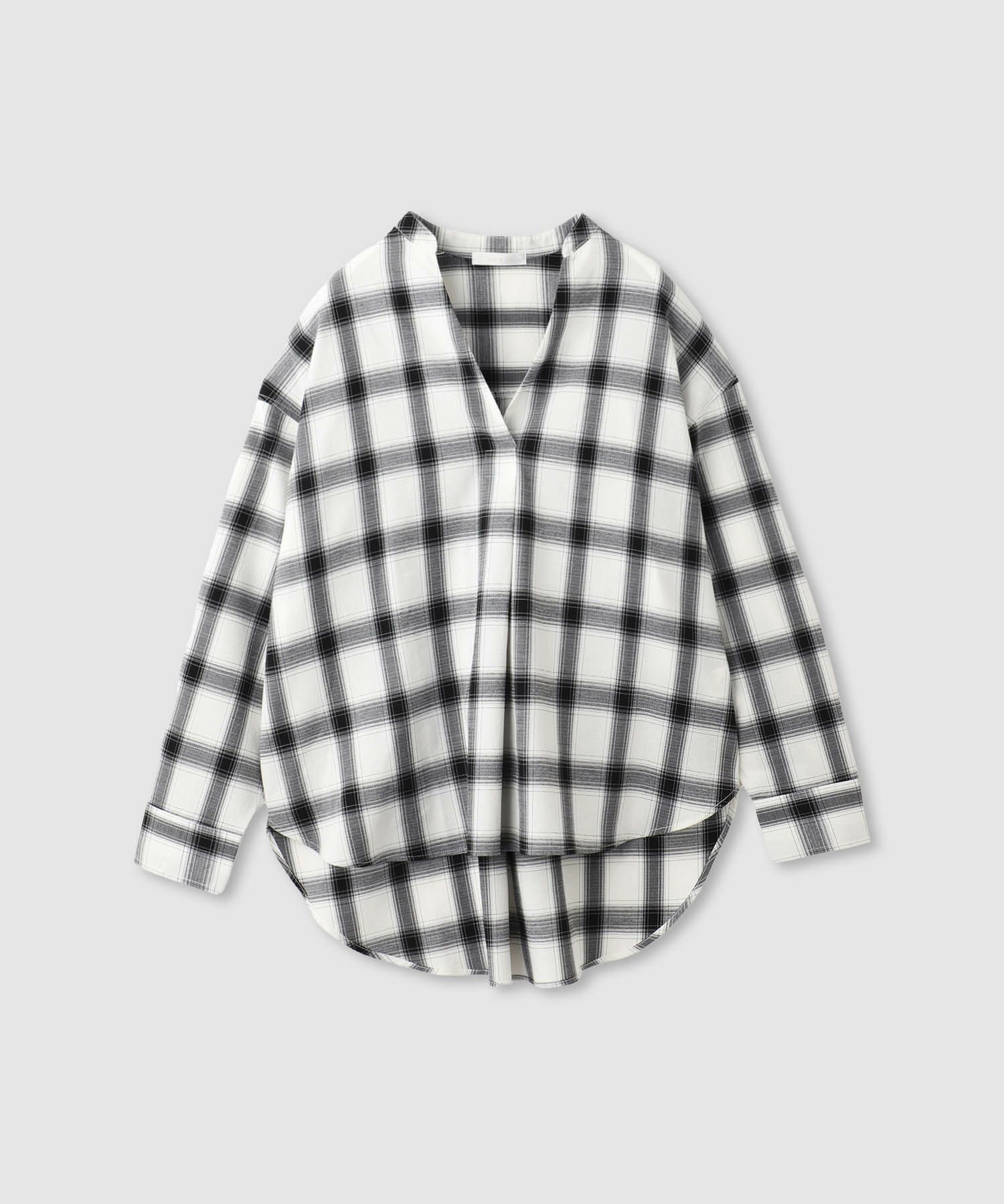 milli de l'air キーネックチェックブラウス レディース