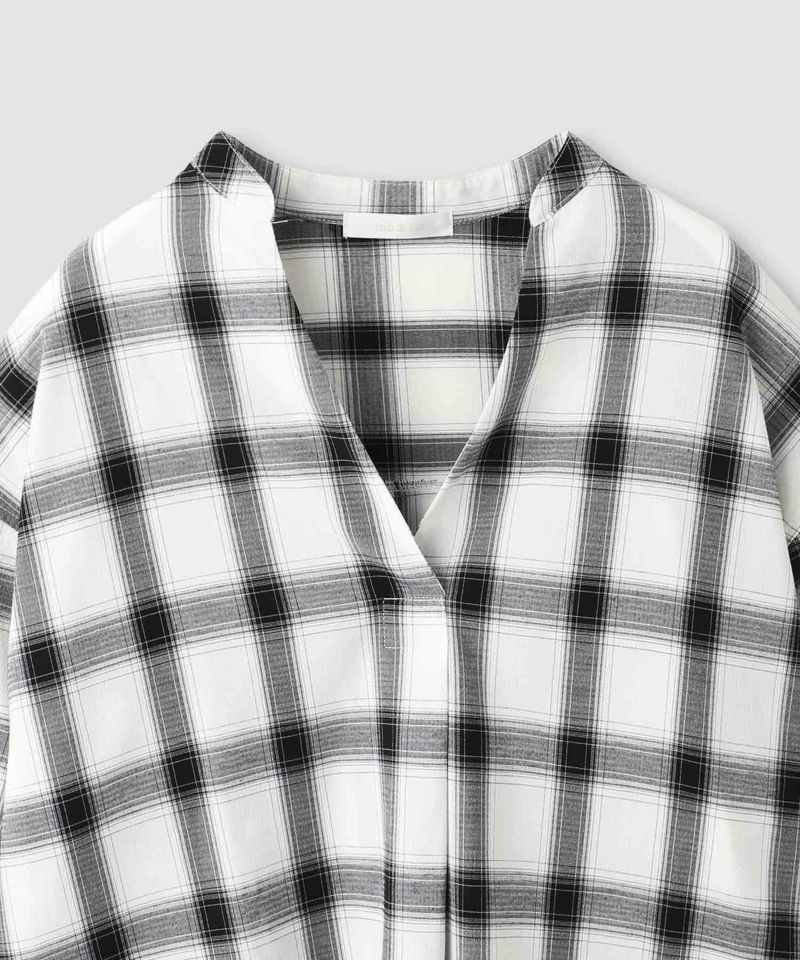 milli de l'air キーネックチェックブラウス レディース商品画像-15