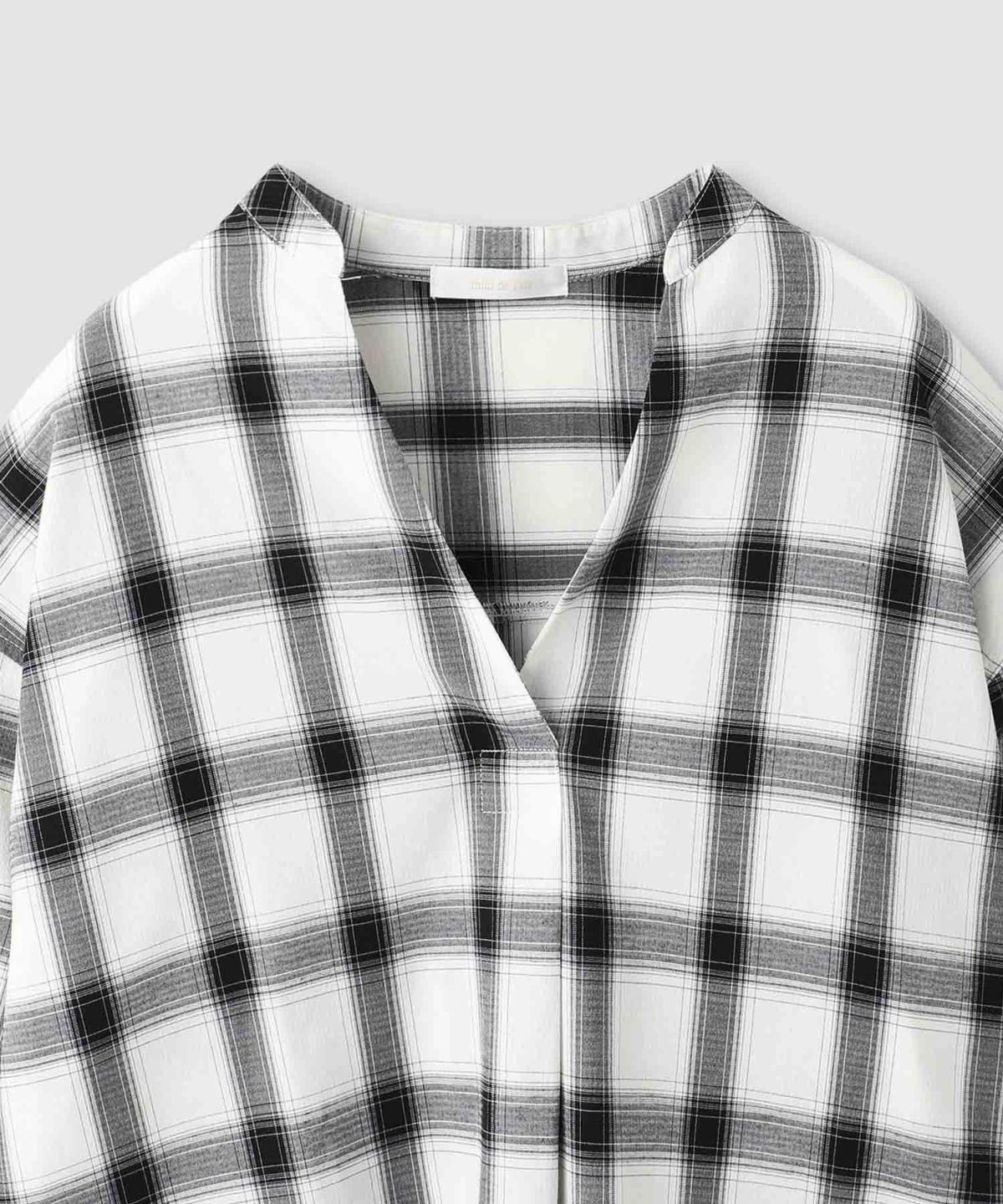 milli de l'air キーネックチェックブラウス レディース