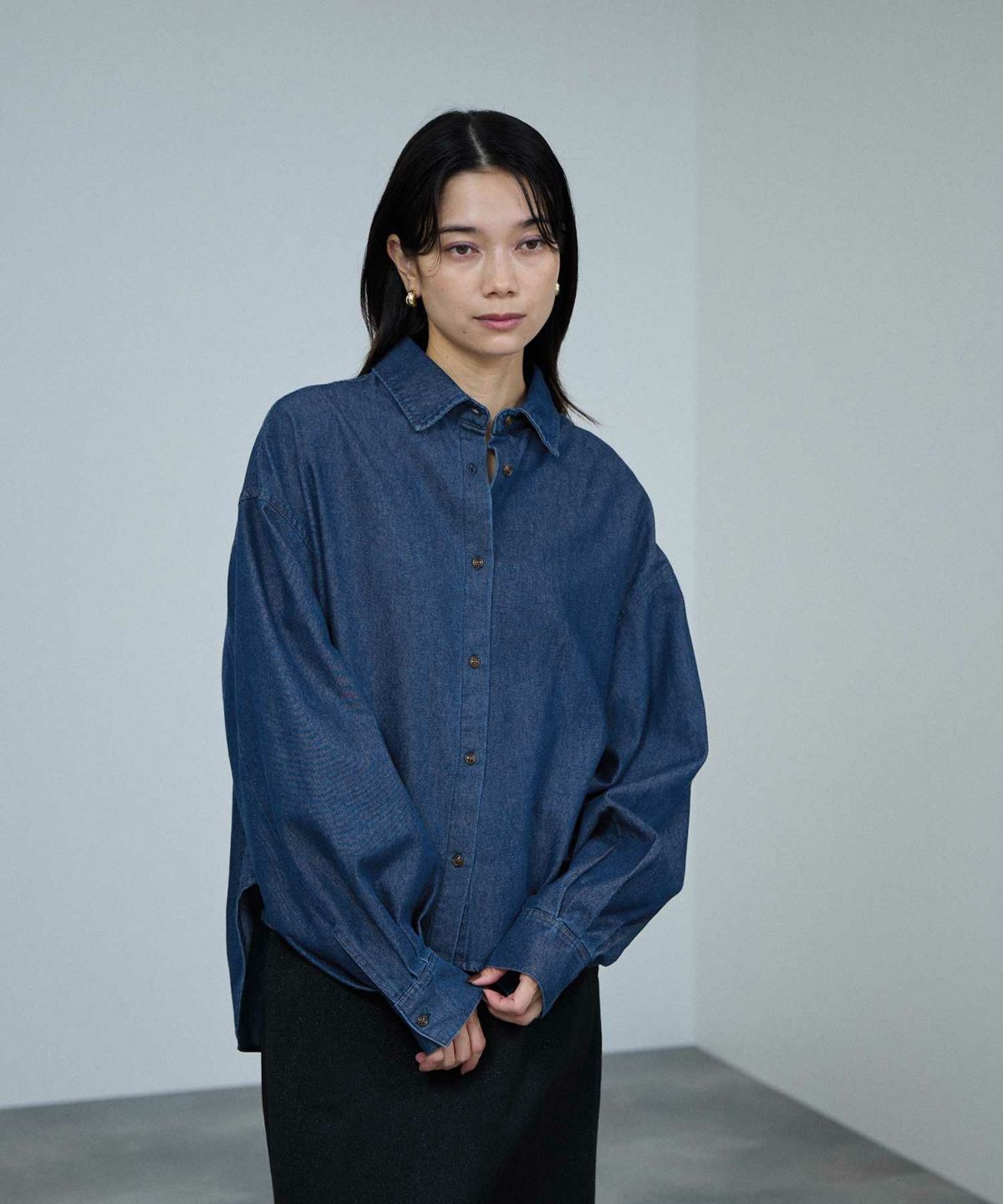 milli de l'air デニムボウタイシャツ レディース