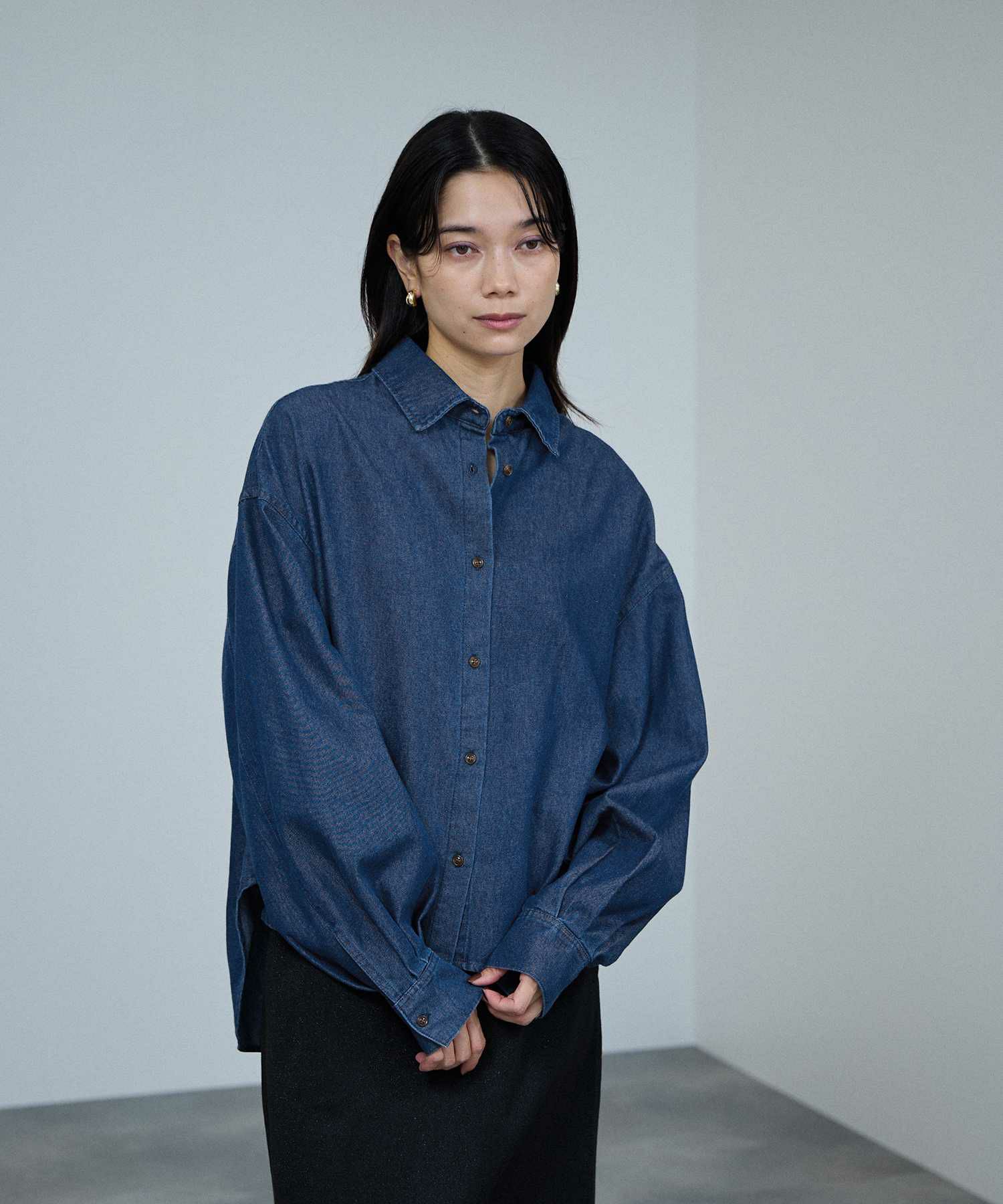 milli de l'air デニムボウタイシャツ レディース