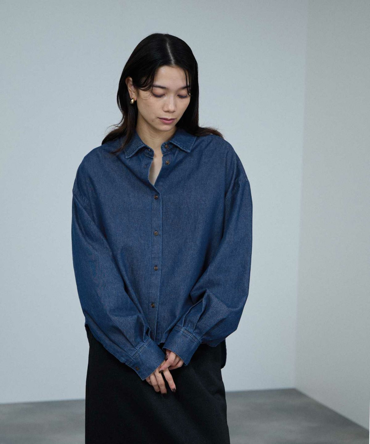 milli de l'air デニムボウタイシャツ レディース