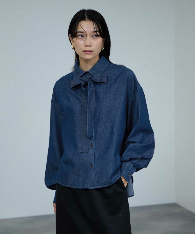 milli de l'air デニムボウタイシャツ レディース商品画像-5
