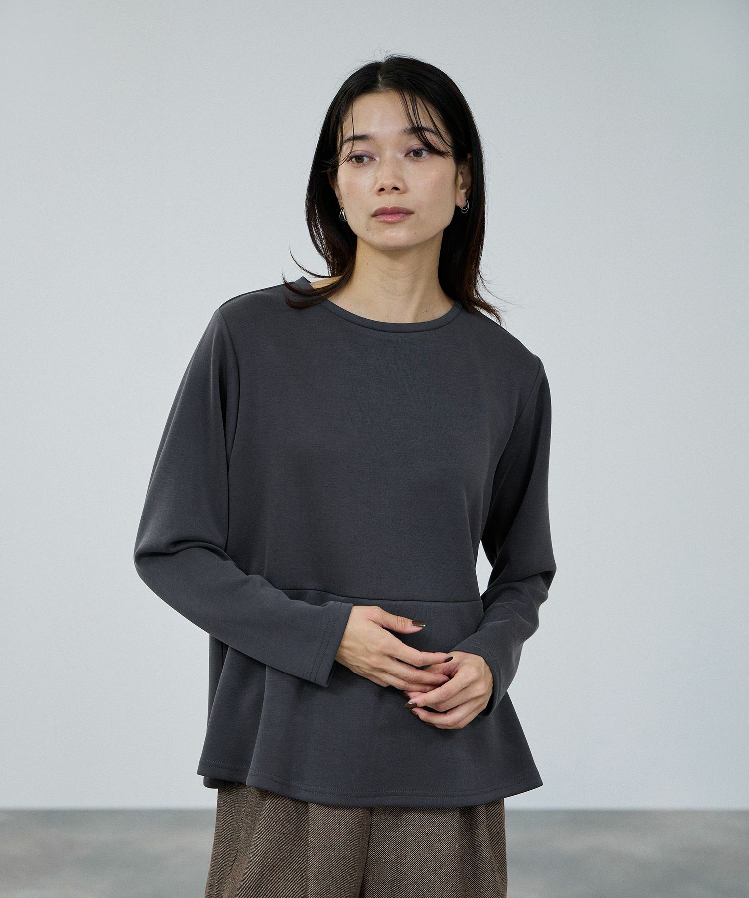 milli de l'air ピーチスムースペプラムカットソー レディース メール便 対応商品