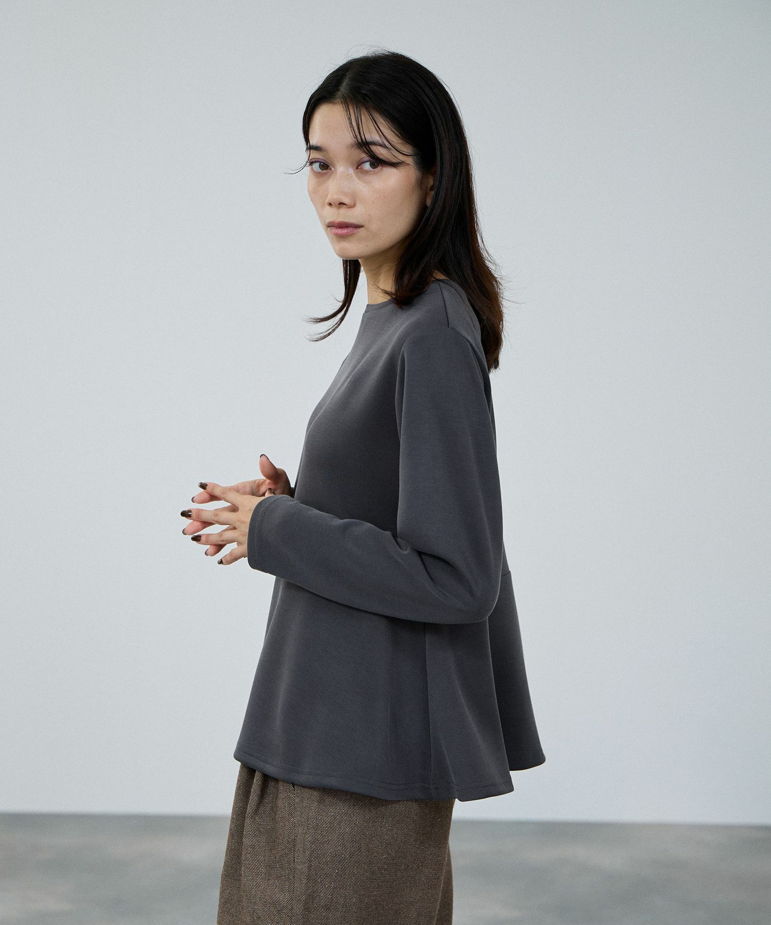 milli de l'air ピーチスムースペプラムカットソー レディース メール便 対応商品商品画像-5