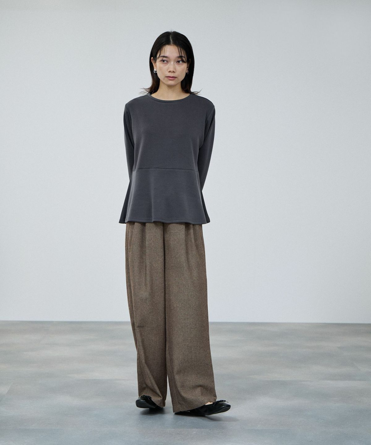 milli de l'air ピーチスムースペプラムカットソー レディース メール便 対応商品