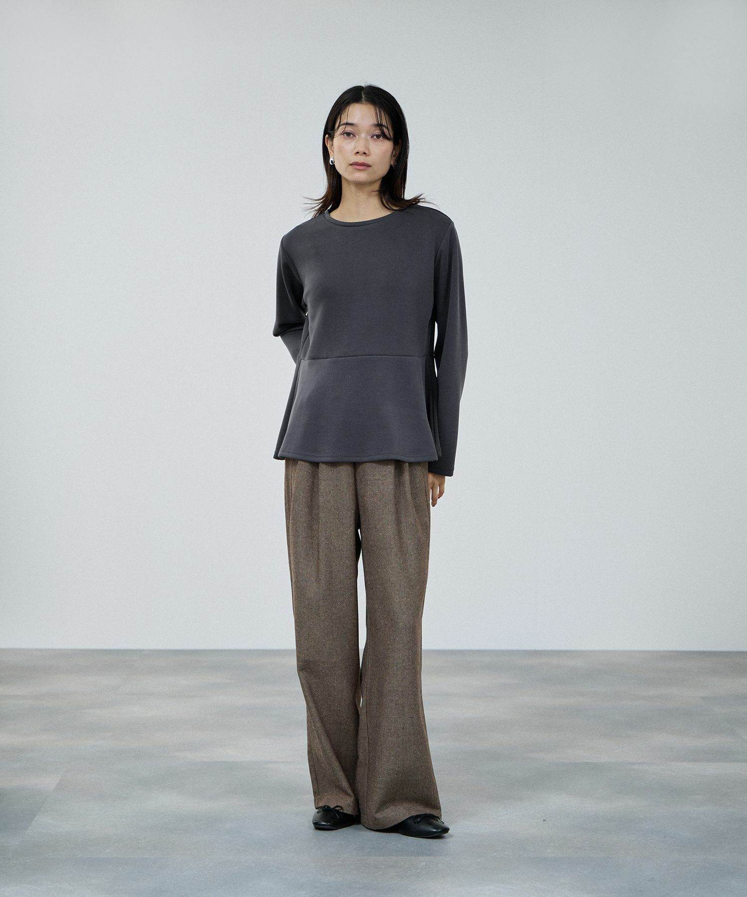 milli de l'air ピーチスムースペプラムカットソー レディース メール便 対応商品商品画像-9