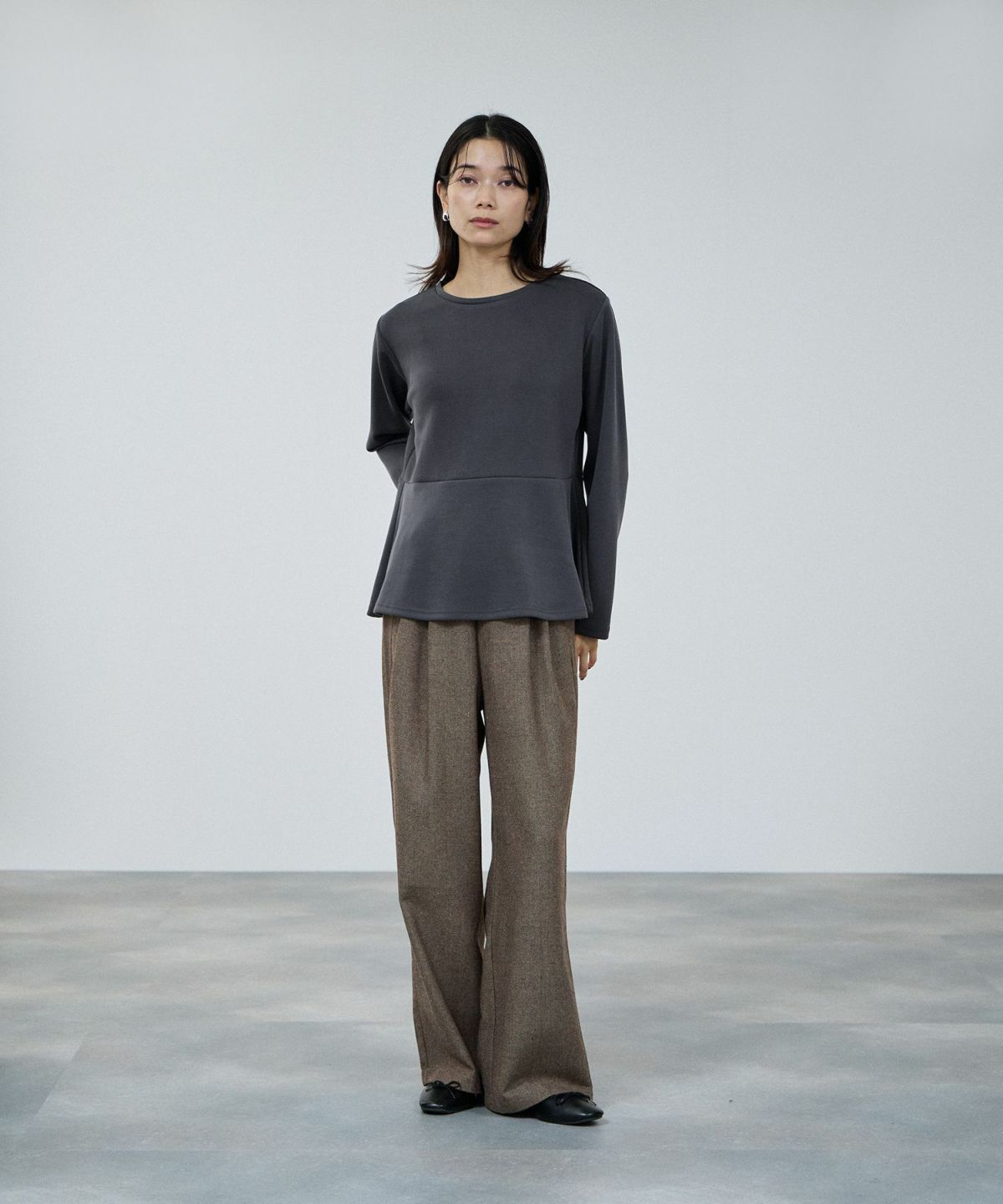 milli de l'air ピーチスムースペプラムカットソー レディース メール便 対応商品