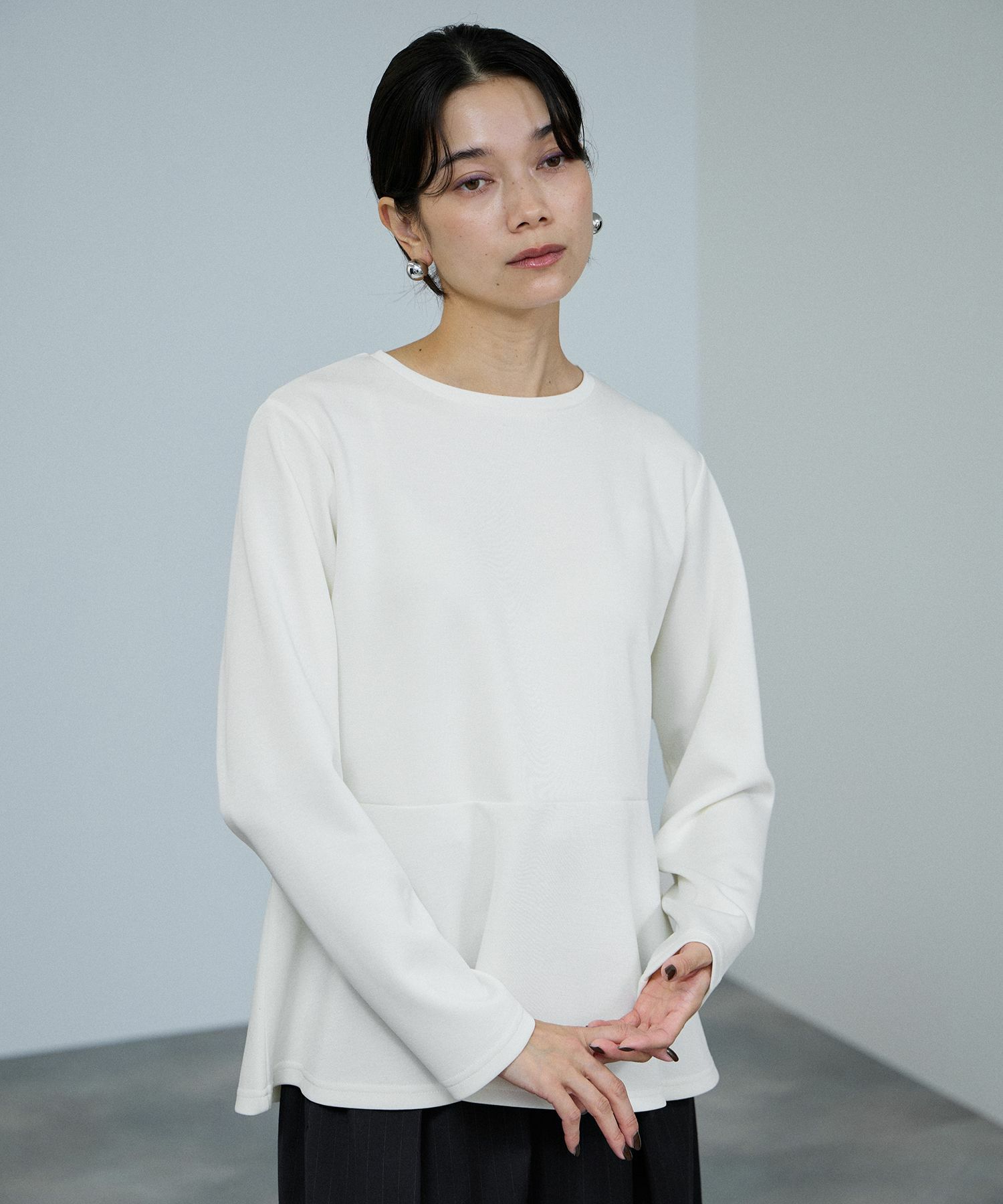 milli de l'air ピーチスムースペプラムカットソー レディース メール便 対応商品