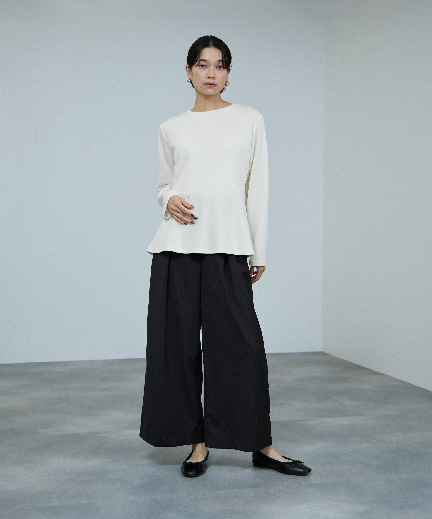 milli de l'air ピーチスムースペプラムカットソー レディース メール便 対応商品商品画像-14