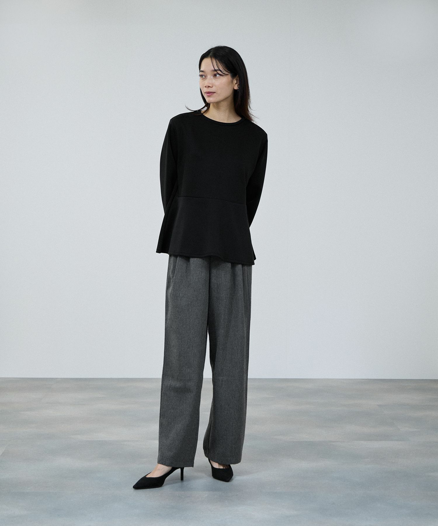 milli de l'air ピーチスムースペプラムカットソー レディース メール便 対応商品