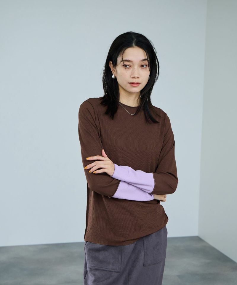 milli de l'air 配色カフプリーツカットソー レディース メール便 対応商品商品画像-4