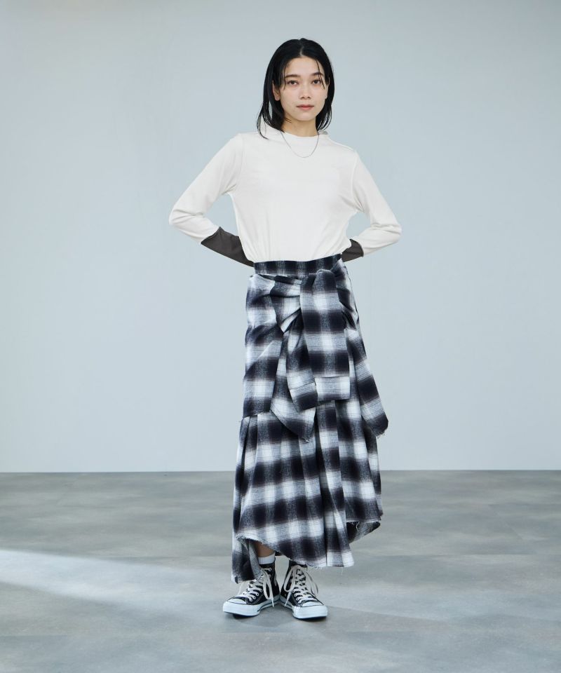 milli de l'air 配色カフプリーツカットソー レディース メール便 対応商品商品画像-12