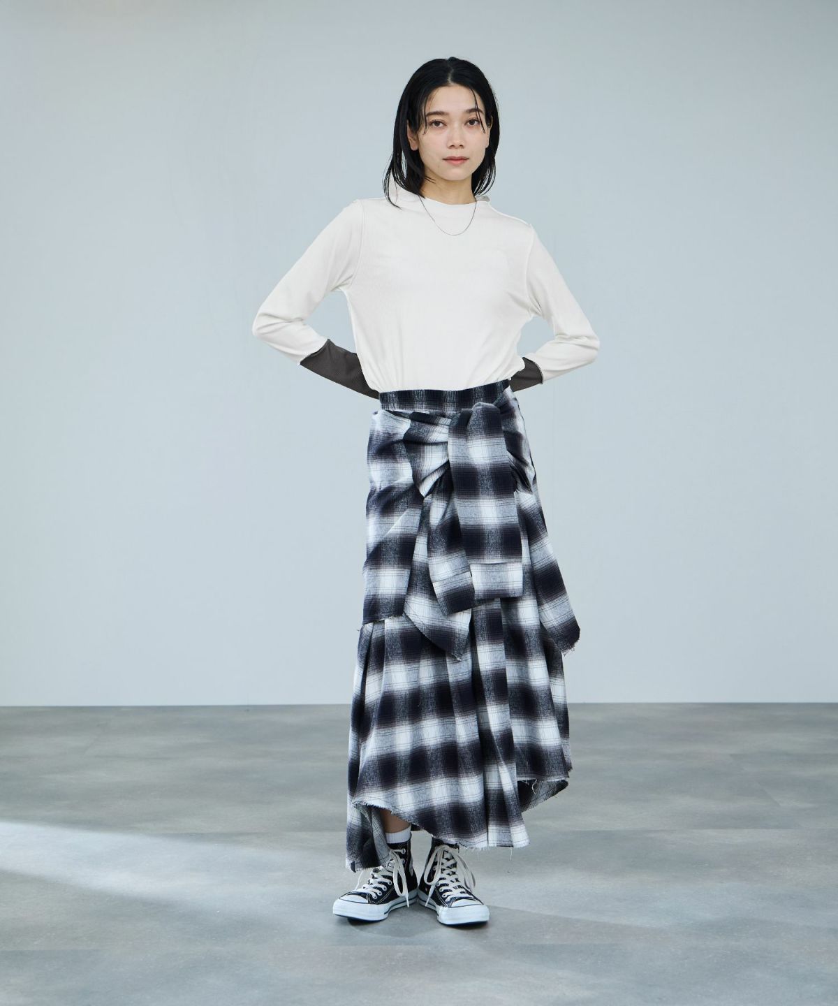 milli de l'air 配色カフプリーツカットソー レディース メール便 対応商品