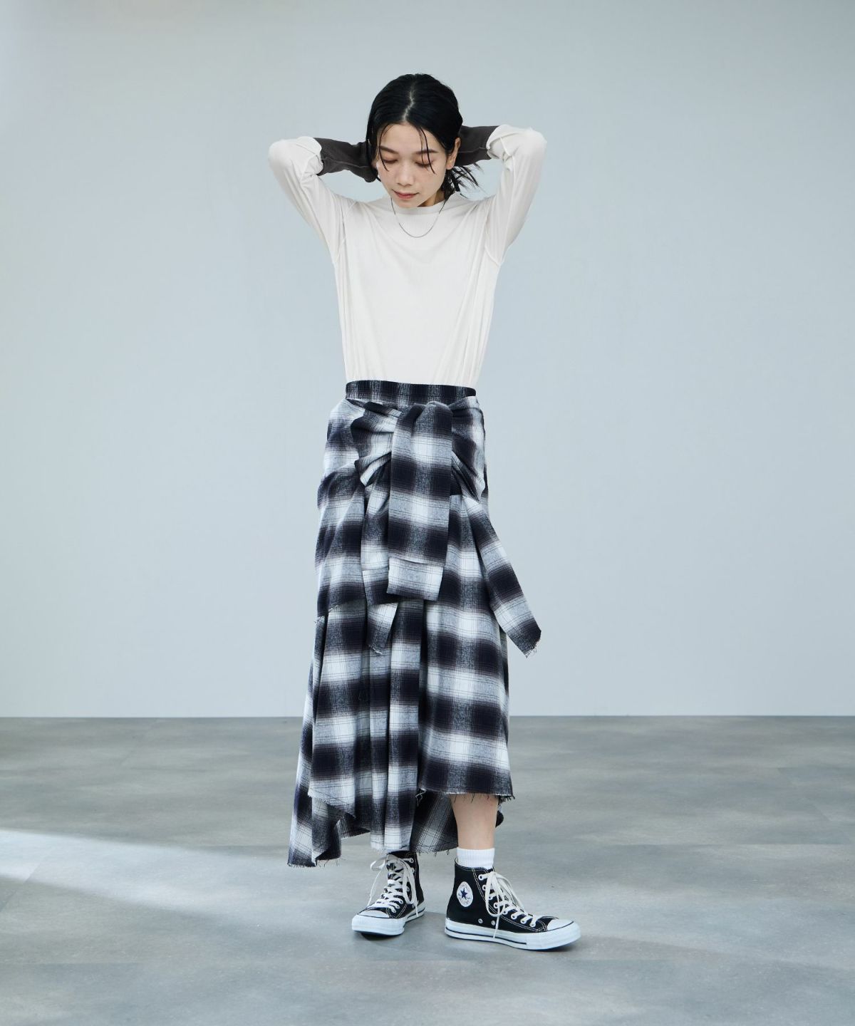 milli de l'air 配色カフプリーツカットソー レディース メール便 対応商品