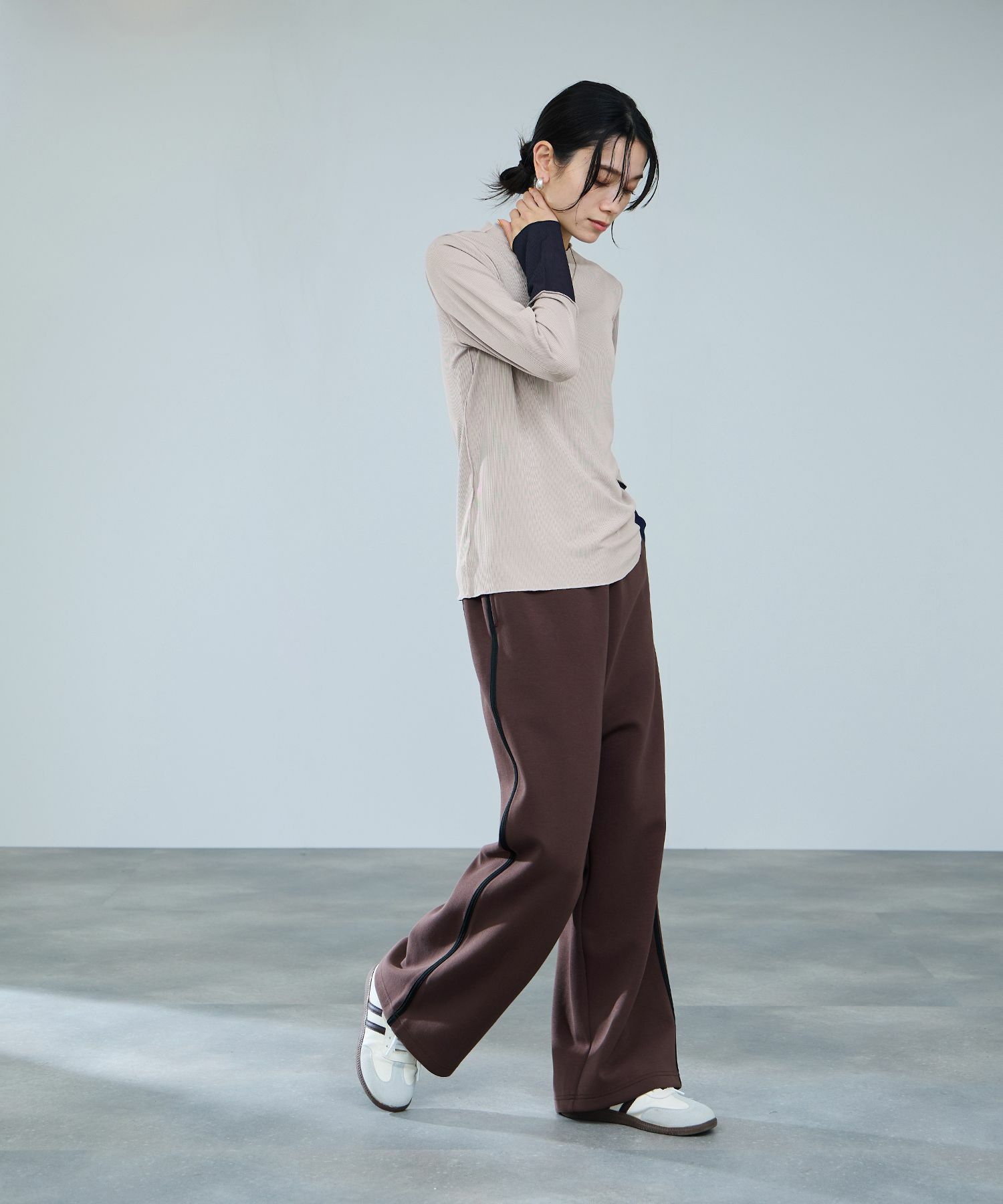 milli de l'air 配色カフプリーツカットソー レディース メール便 対応商品