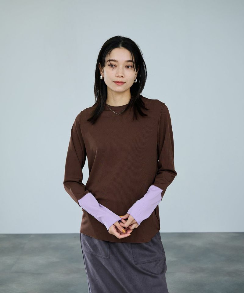 milli de l'air 配色カフプリーツカットソー レディース メール便 対応商品商品画像-17