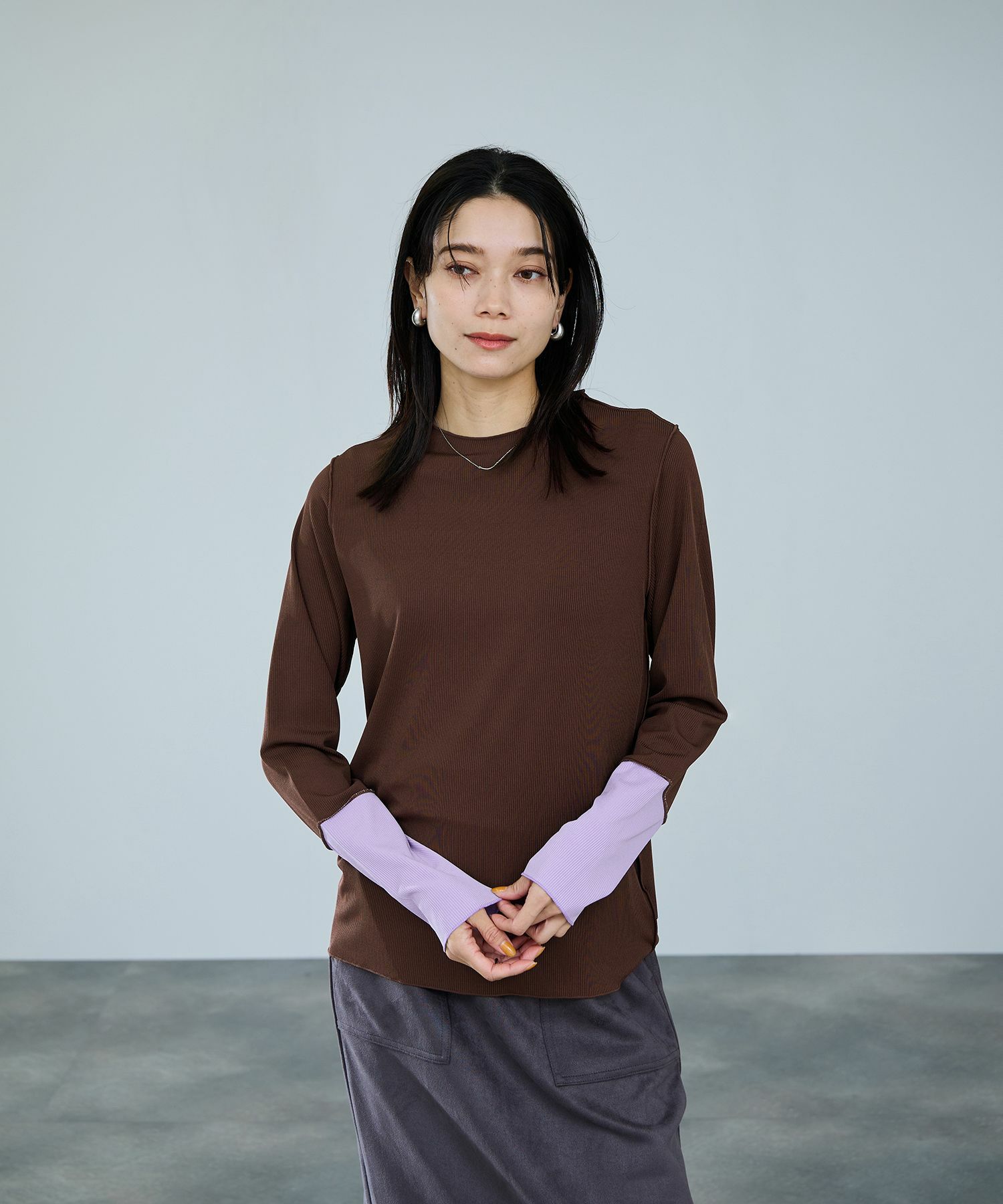 milli de l'air 配色カフプリーツカットソー レディース メール便 対応商品商品サムネイル-17