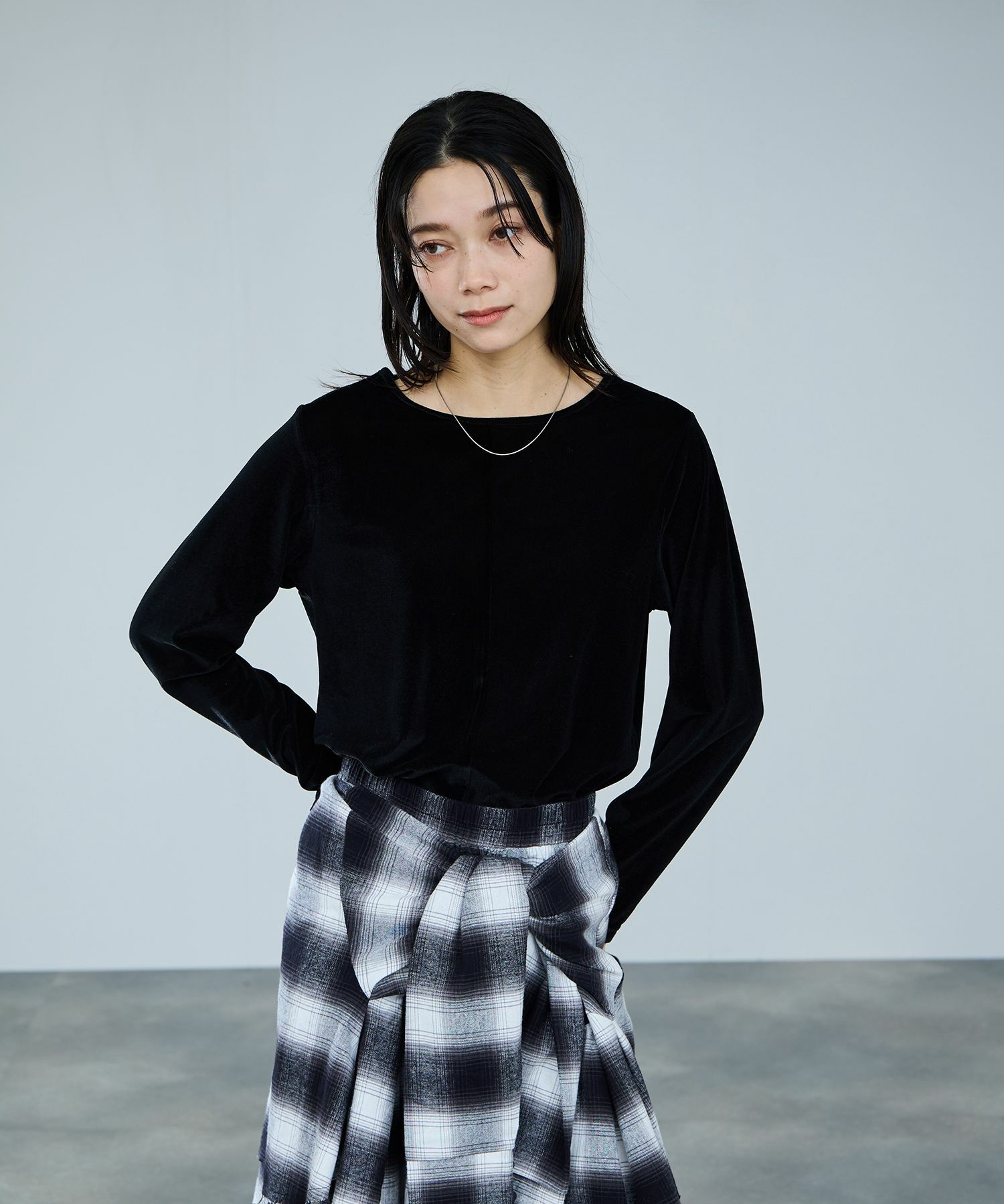 milli de l'air ベロアセンターシームカットソー レディース メール便 対応商品商品サムネイル-1