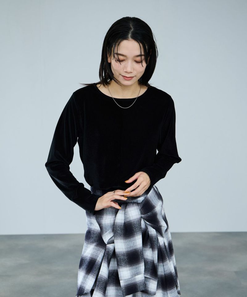 [値下げ]milli de l'air ベロアセンターシームカットソー レディース メール便 対応商品商品画像-4