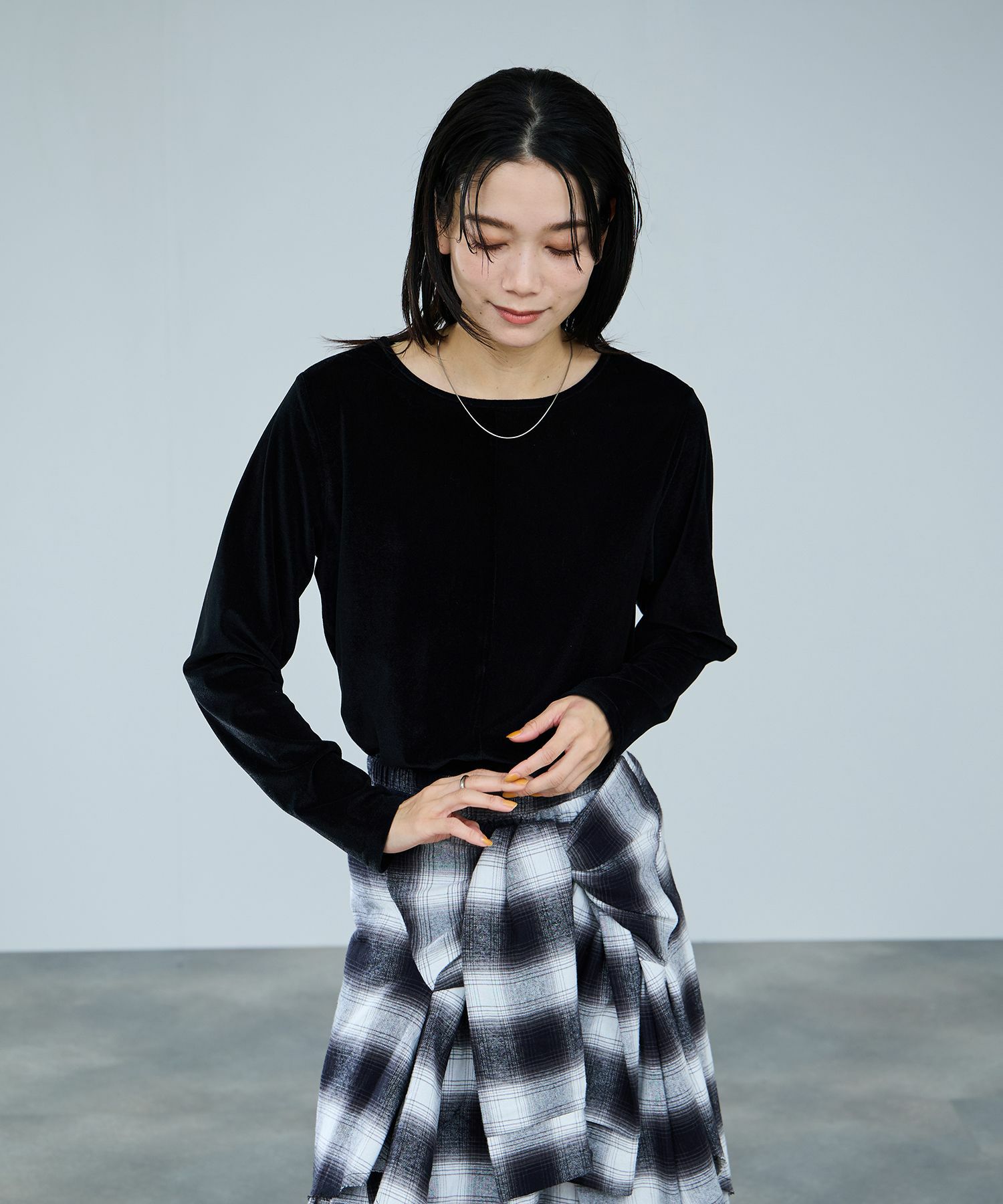 milli de l'air ベロアセンターシームカットソー レディース メール便 対応商品商品サムネイル-4