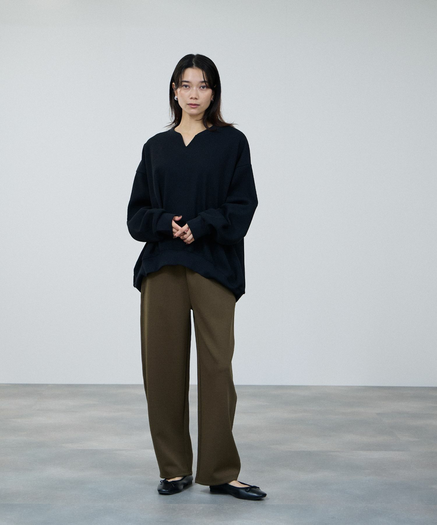 milli de l'air ワッフルキーネックカットソー レディース メール便 対応商品