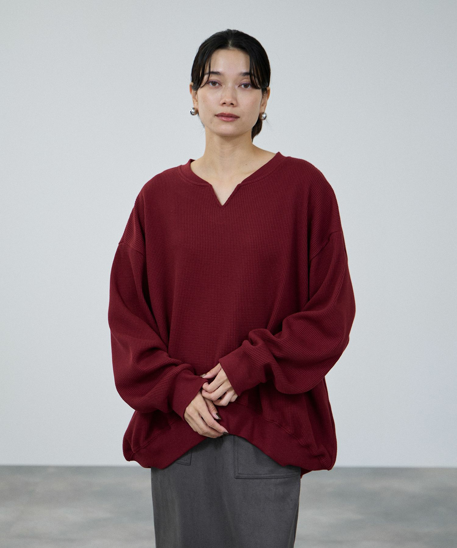 milli de l'air ワッフルキーネックカットソー レディース メール便 対応商品