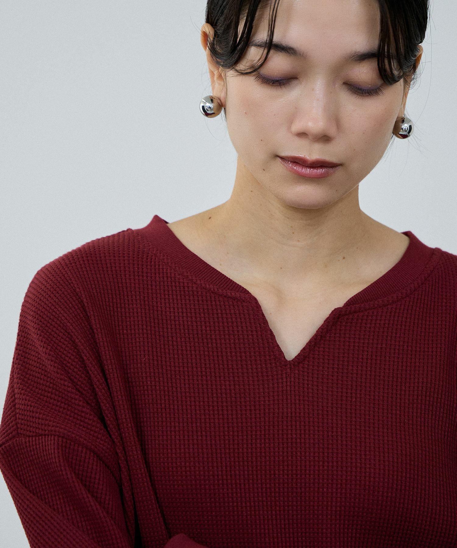 milli de l'air ワッフルキーネックカットソー レディース メール便 対応商品商品サムネイル-16