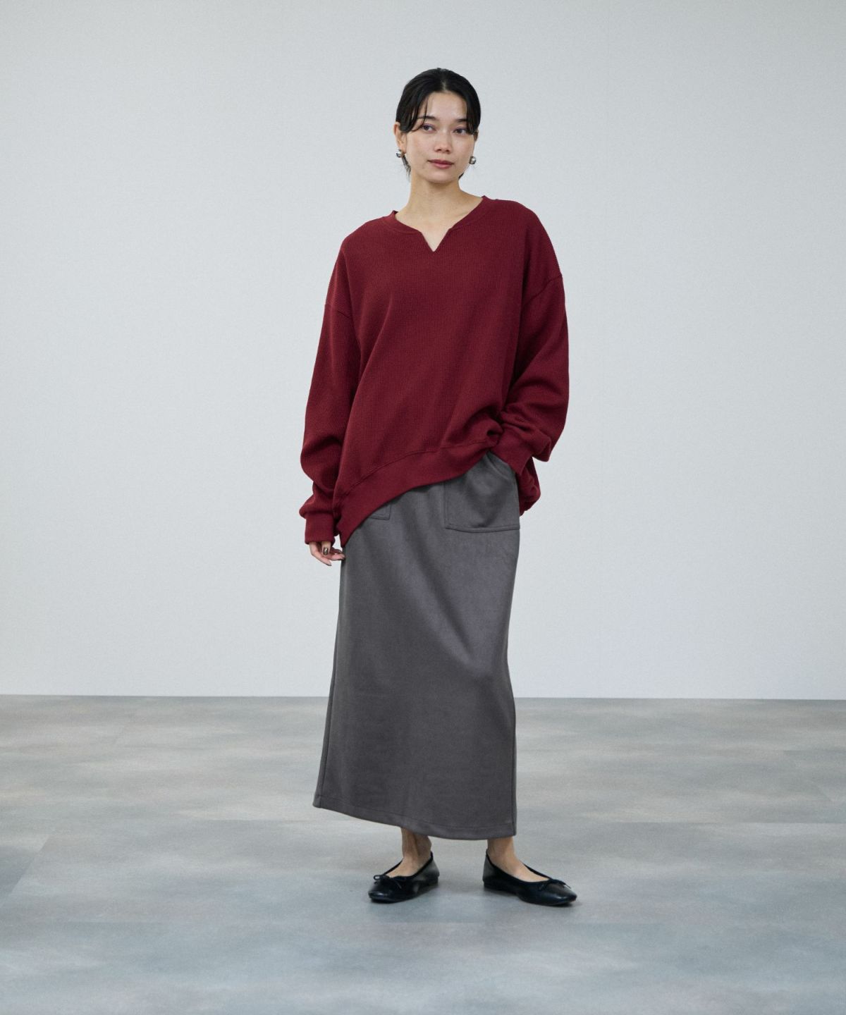 milli de l'air ワッフルキーネックカットソー レディース メール便 対応商品