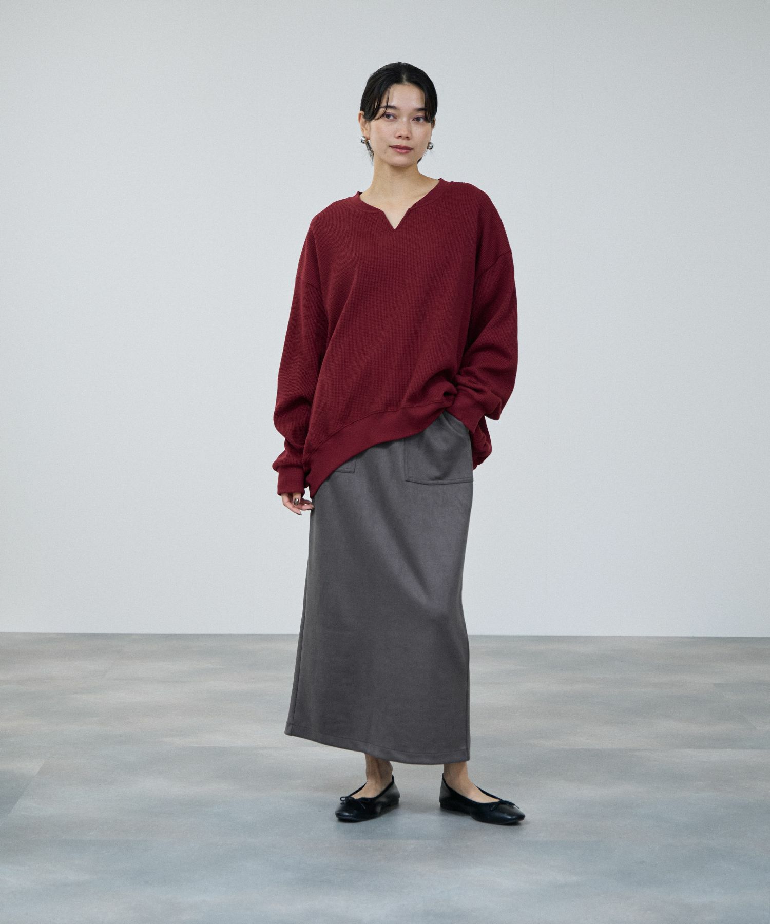 milli de l'air ワッフルキーネックカットソー レディース メール便 対応商品